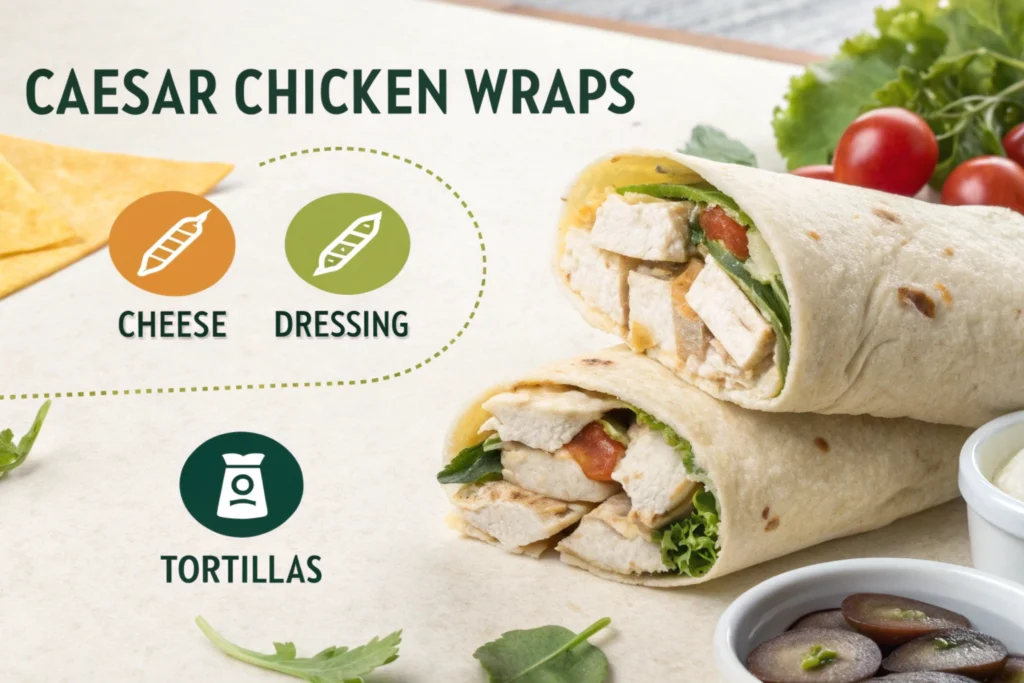 Calories in a Caesar Chicken Wrap: 10 Powerful Health Tips Ingredients contributing to hidden calories in Caesar chicken wraps.