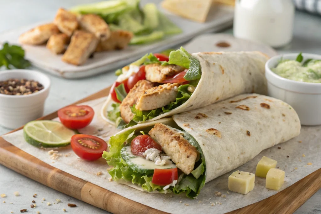Calories in a Caesar Chicken Wrap: 10 Powerful Health Tips Healthy Caesar wrap with whole-wheat tortilla and fresh veggies.